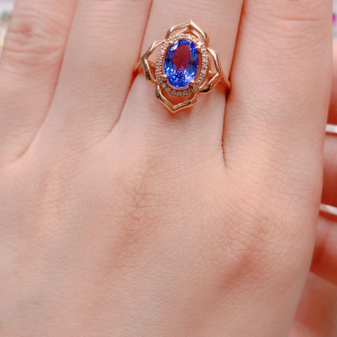 坦桑石戒指18K金镶嵌