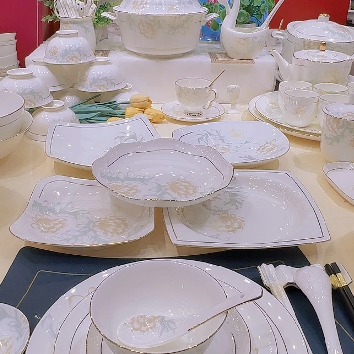 45%以上骨粉骨瓷景德镇描金清雅套装