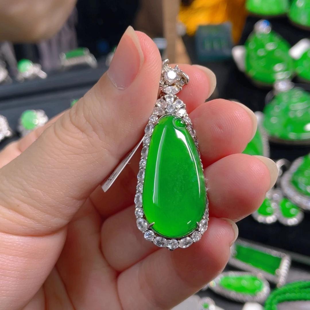 翡翠银S925镶嵌吊坠(不含链)