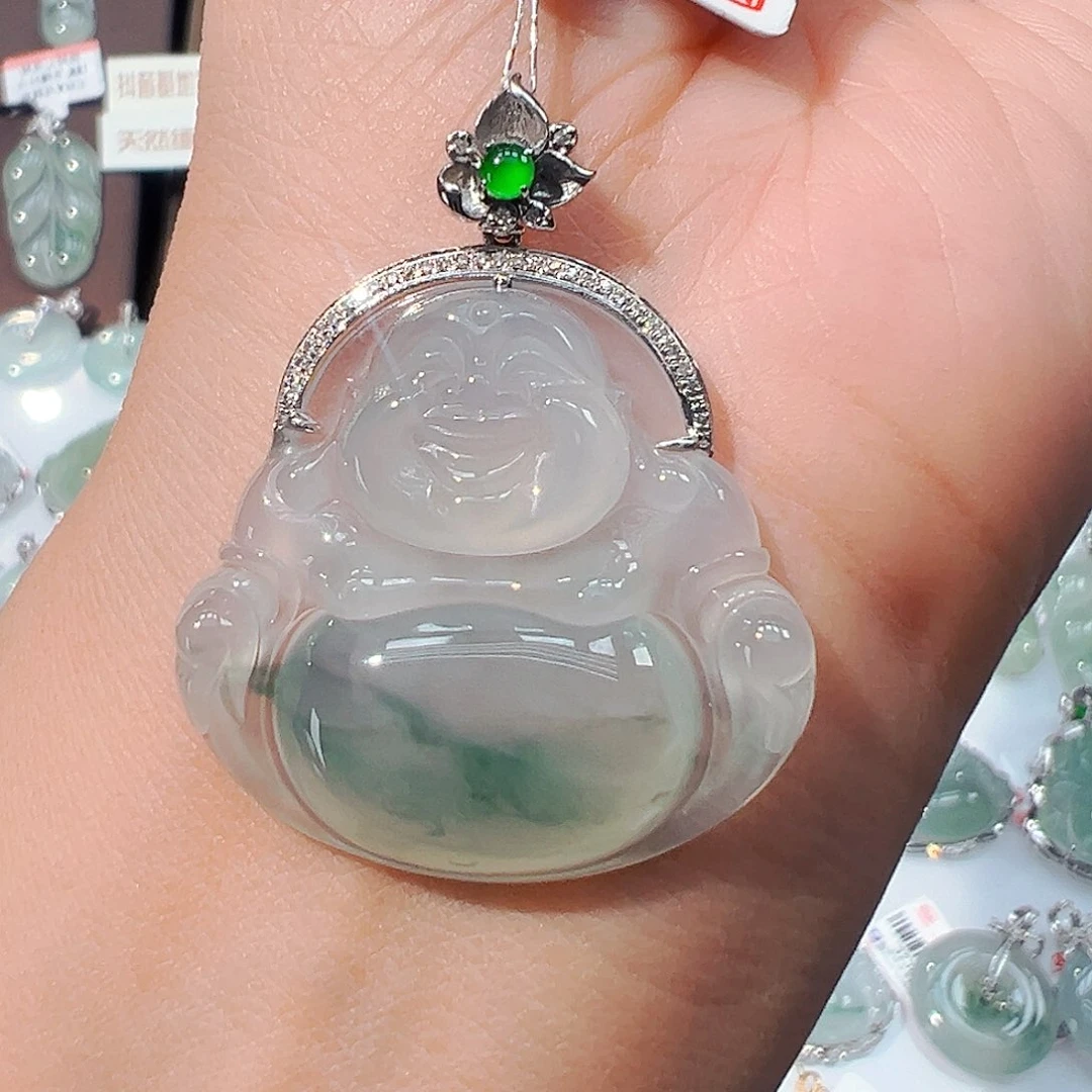 翡翠18K金镶嵌吊坠(不含链)佛公