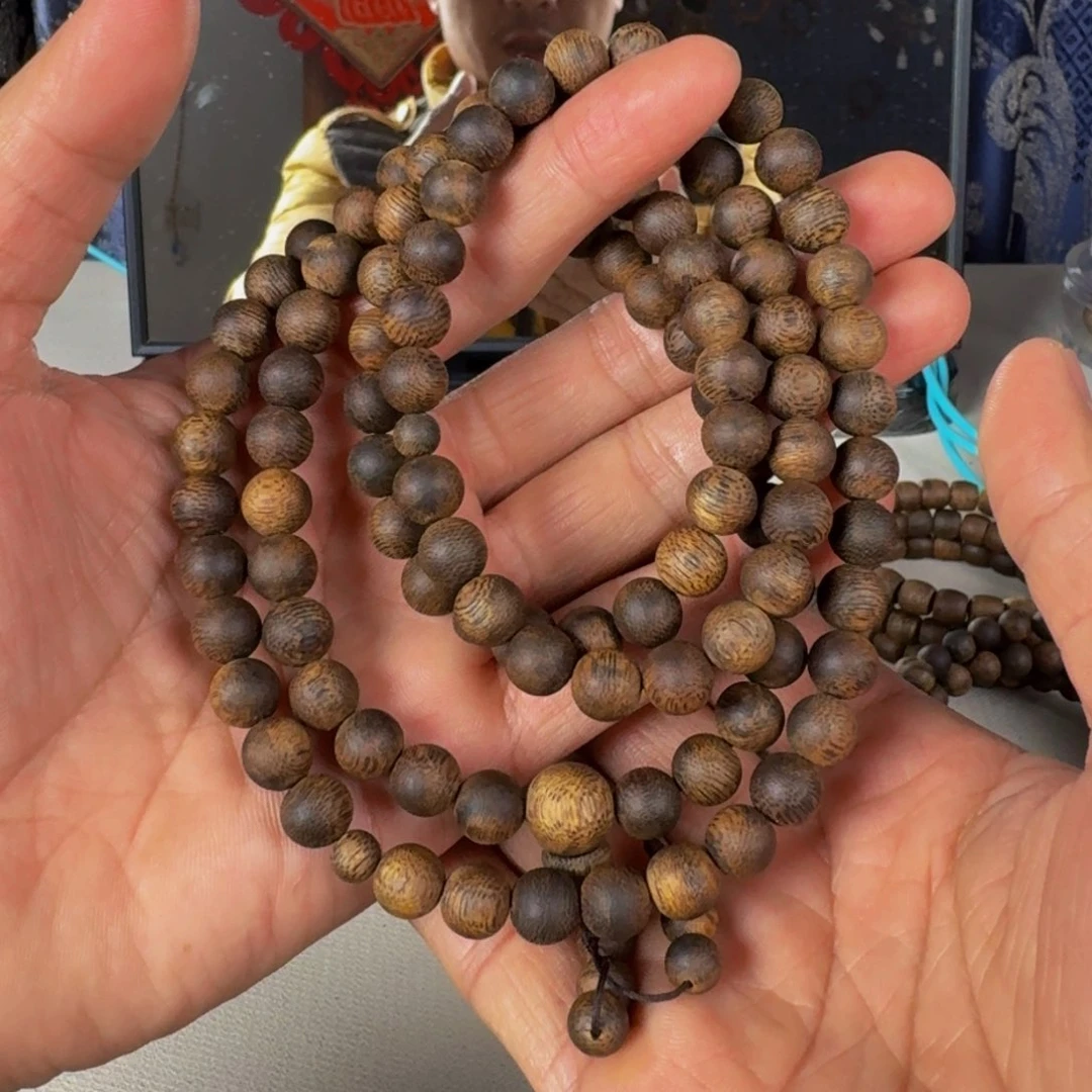 沉香手串海南老白棋九九沉圆珠多圈卡9+保37克