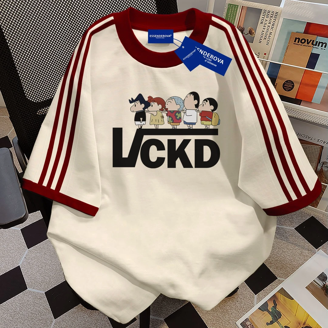 100%纯棉韩版潮流设计感圆领短袖t恤男女夏季爆款慵懒风情侣上衣