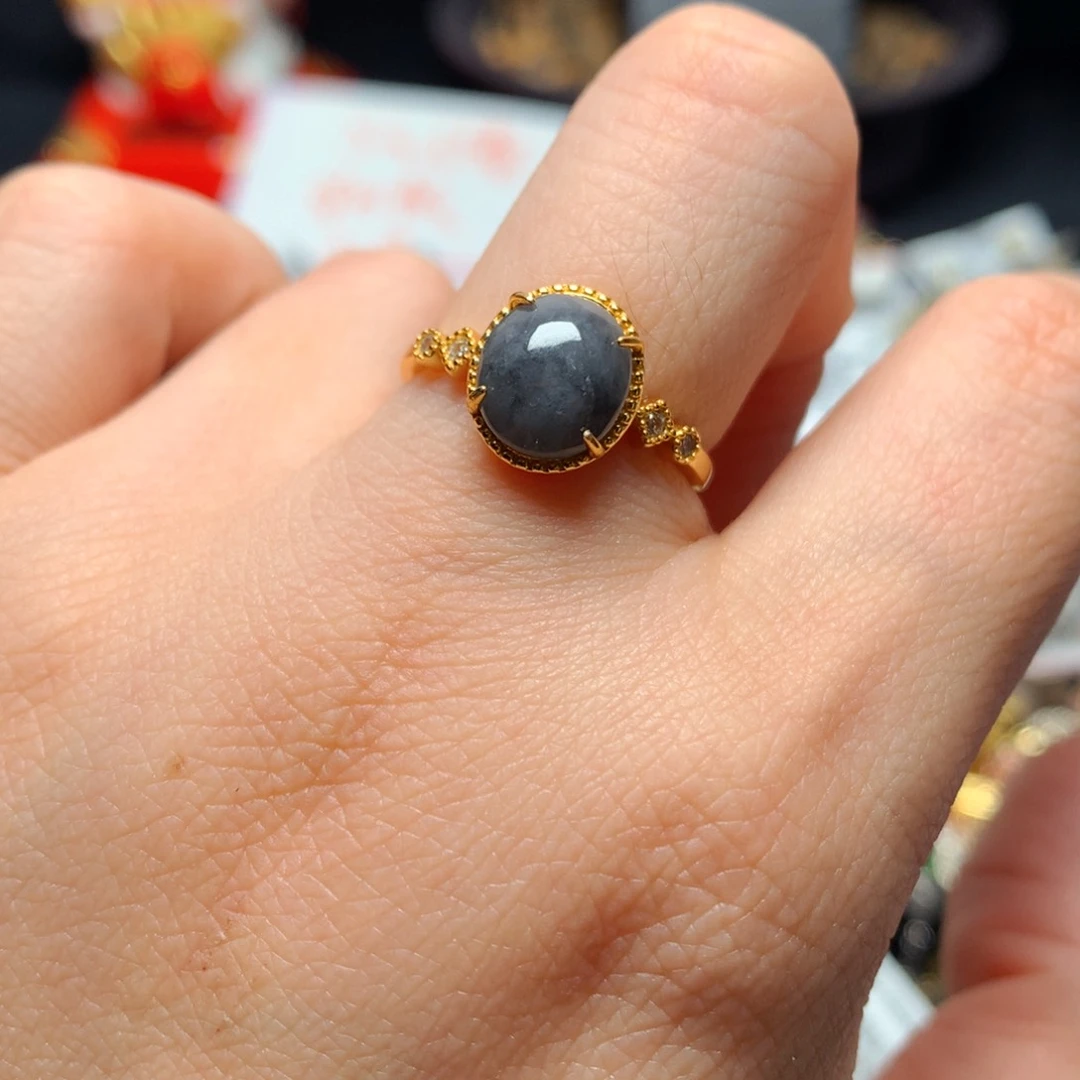 翡翠戒指银S925镶嵌戒指