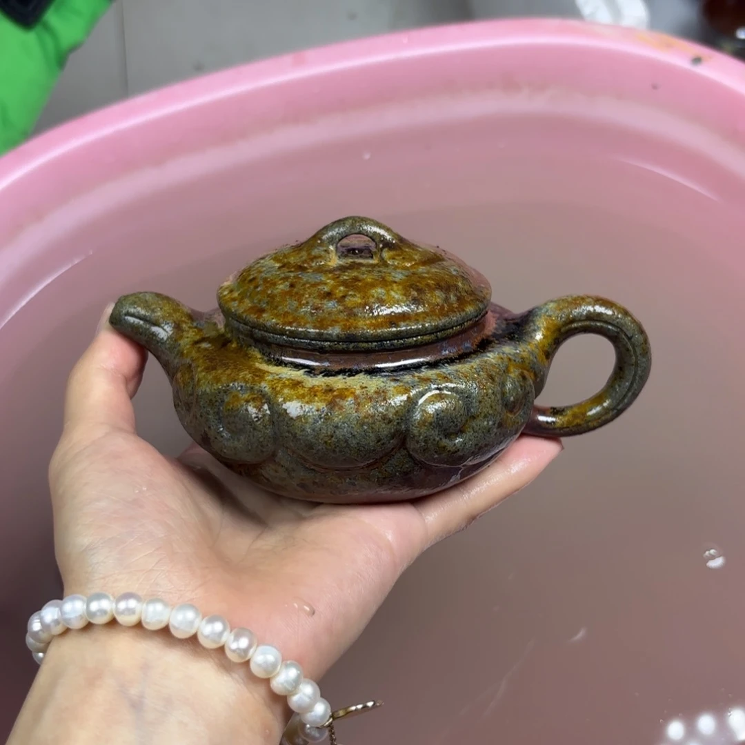 壶柴烧紫砂壶如意仿古