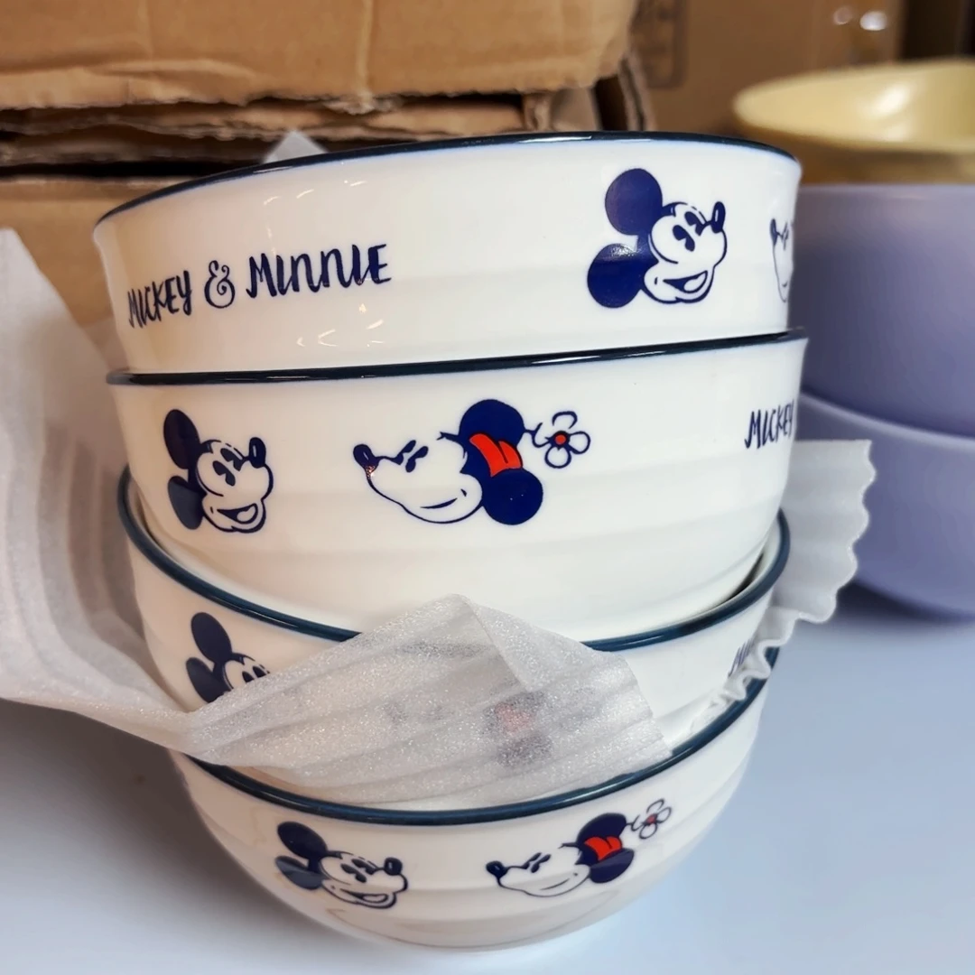 白瓷到手四只迪家四点五寸米饭碗