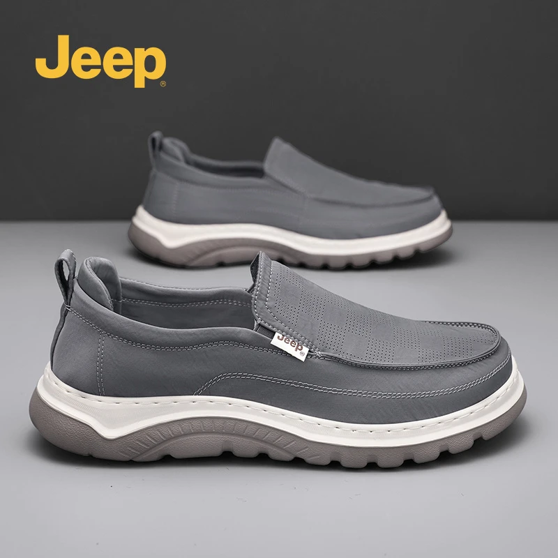 jeep吉普男鞋2025新款秋季透气一脚蹬懒人布鞋男士软底百搭休闲鞋