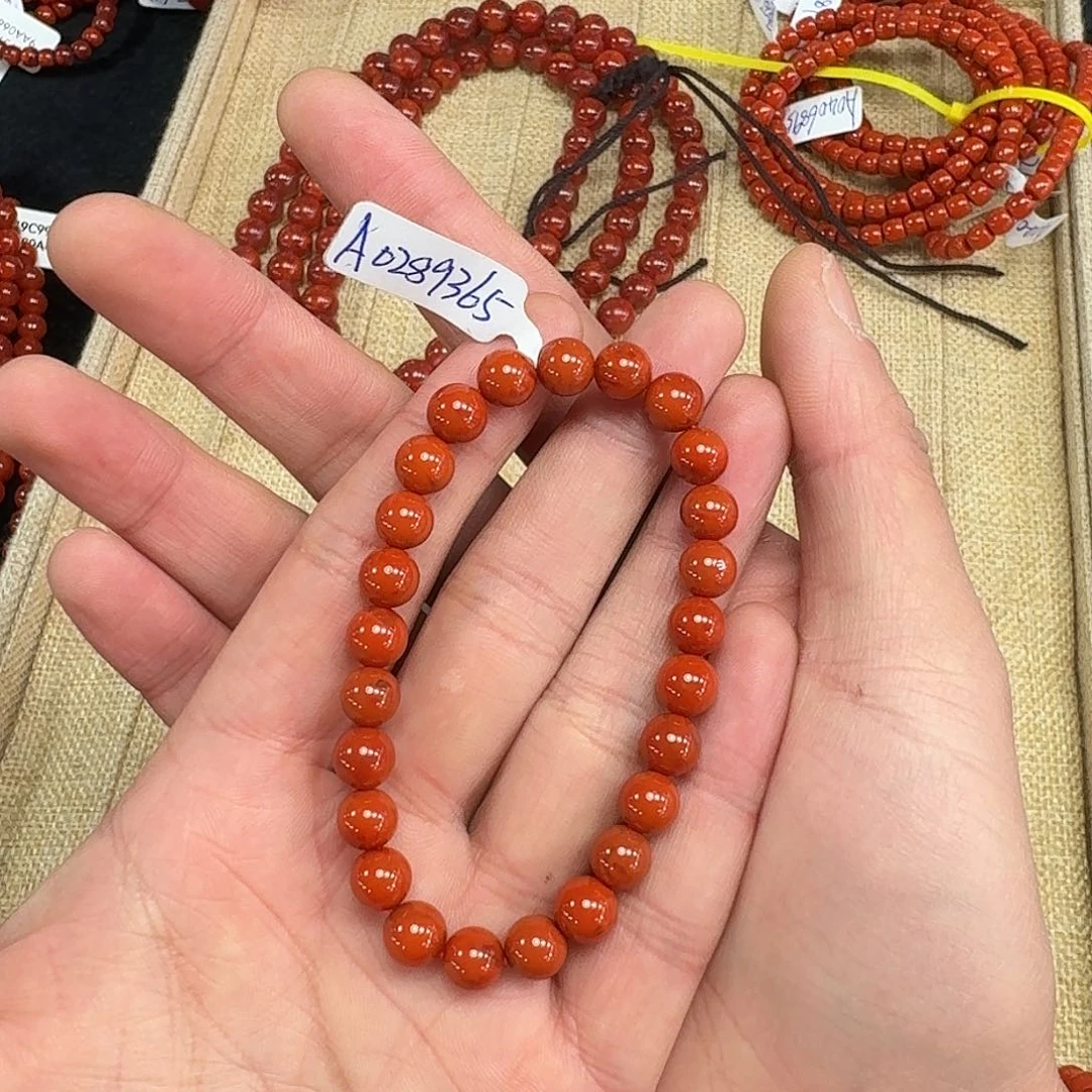 南红玛瑙手链未镶嵌原矿南红手串7mm➕瓦西满肉