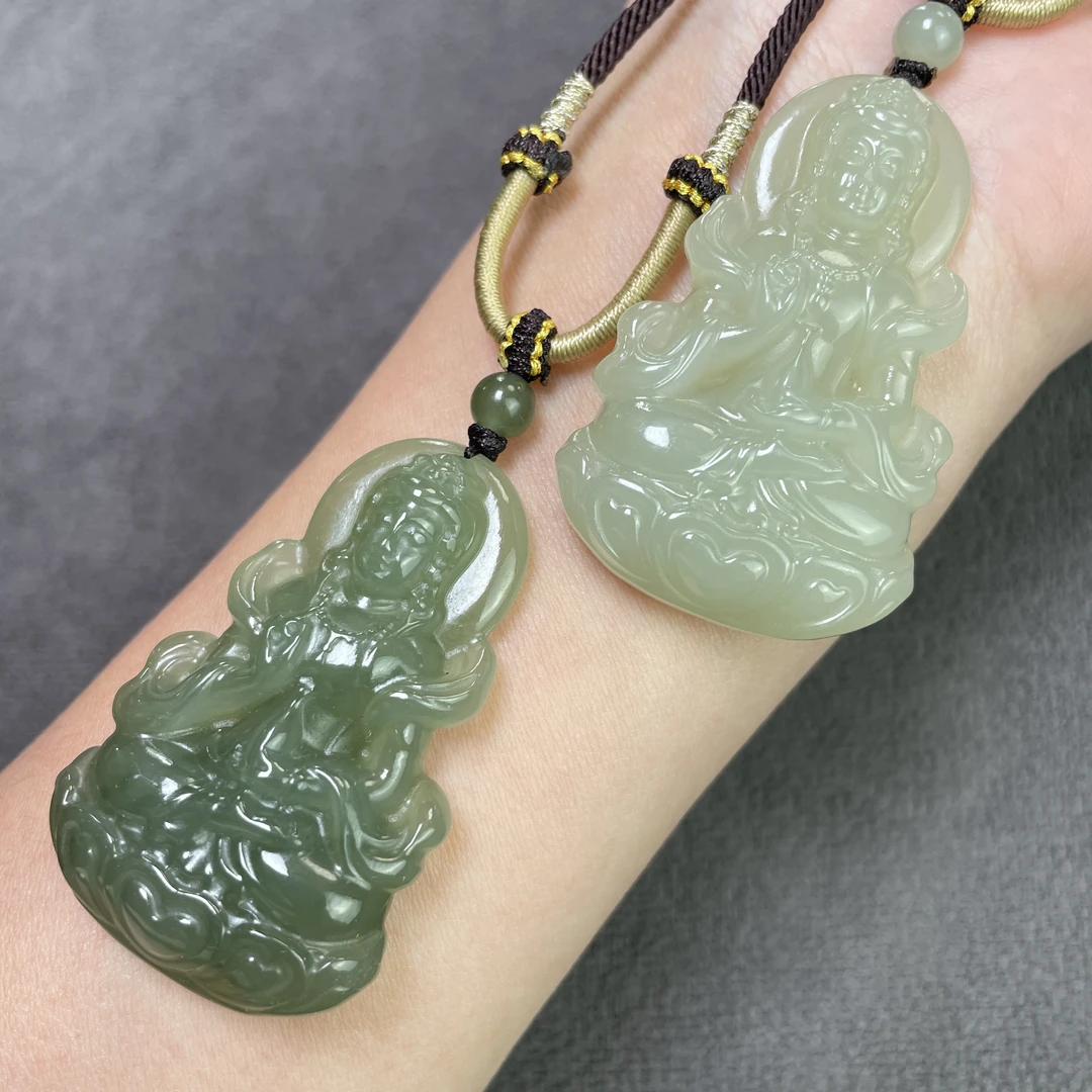 和田玉飘带观音吊坠（拍一发一多样性发货）卡50*30*10