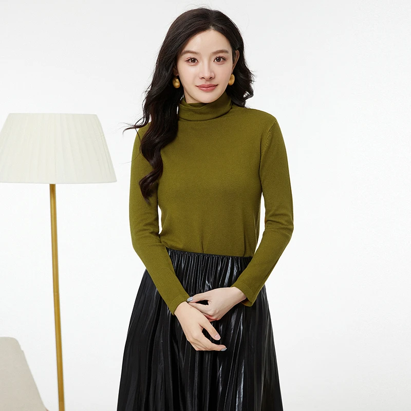 简约风长袖上衣微弹力打底毛衣女44HC0H0027