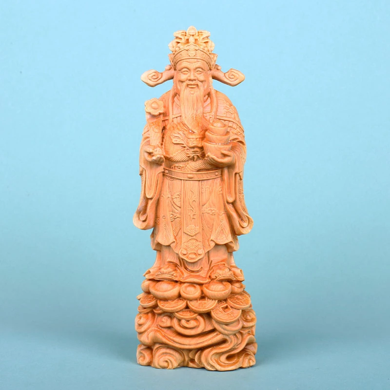 正宗崖柏招财神爷摆件家居办公室桌面摆件实木手雕工艺品开业旺财