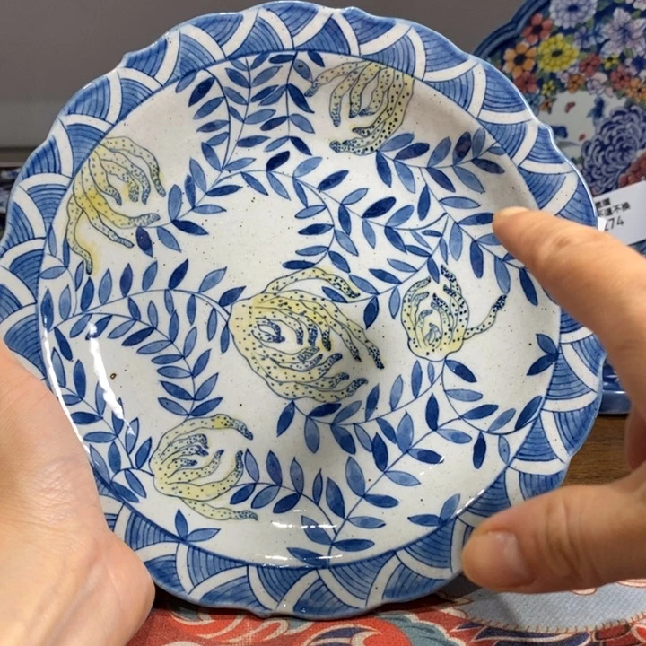****妖钛合金景德镇手绘佛手花边盘