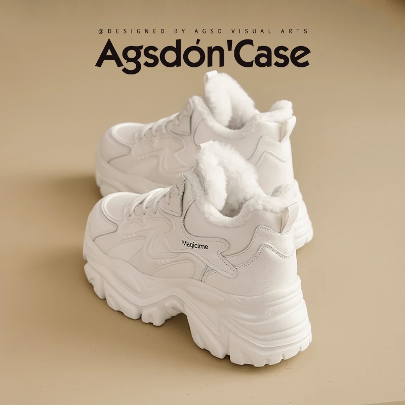 /奥古狮登厚底老爹鞋女2025夏运动女鞋加绒雪地靴增高小白鞋爆Q