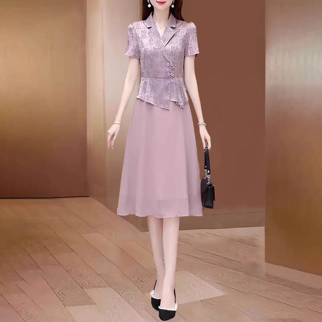 【可蓓儿】2025新款夏季贵夫人时尚十妈妈装喜婆婆婚宴装女装连衣裙