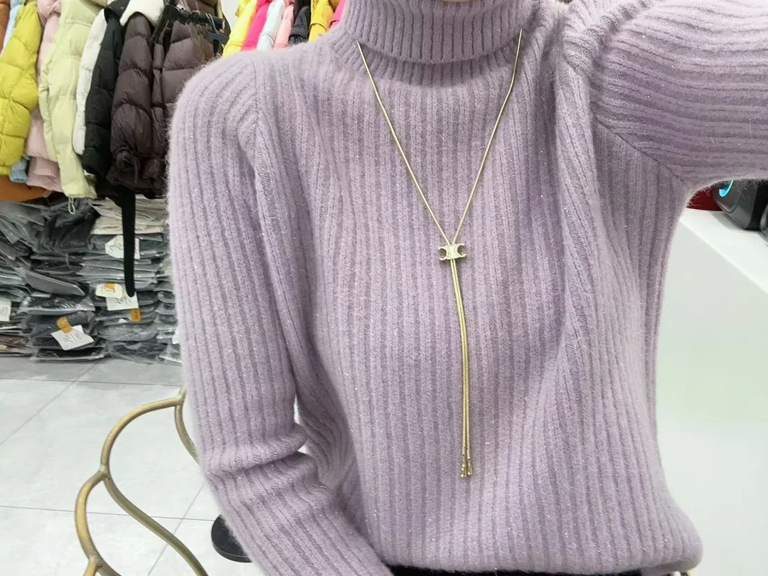 雪琴女装两集开叉中厚毛衣