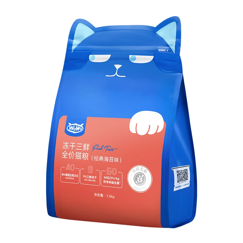 wowo喔喔猫粮成猫粮冻干宠物家用粮布偶蓝猫三鲜海苔猫粮包邮大袋