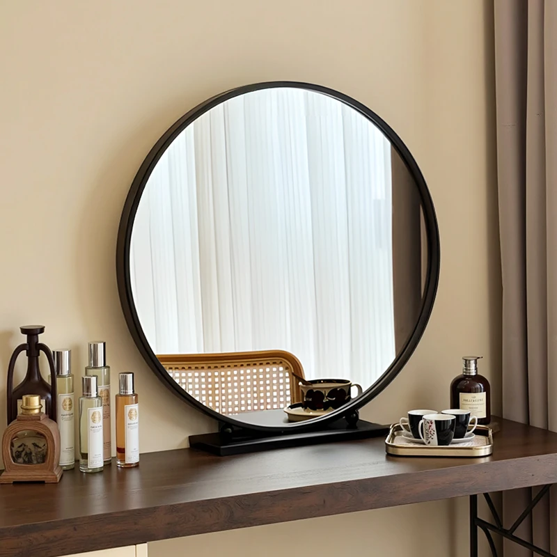 女士专用大号化妆镜轻奢圆形智能梳妆镜卧室台式高级简约镜梳妆台