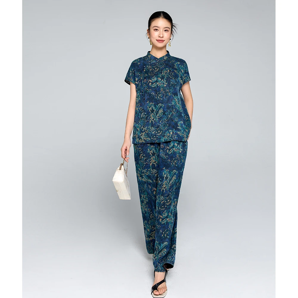 【非遗好物】品牌新款这中式国风立领斜襟短袖上衣526189