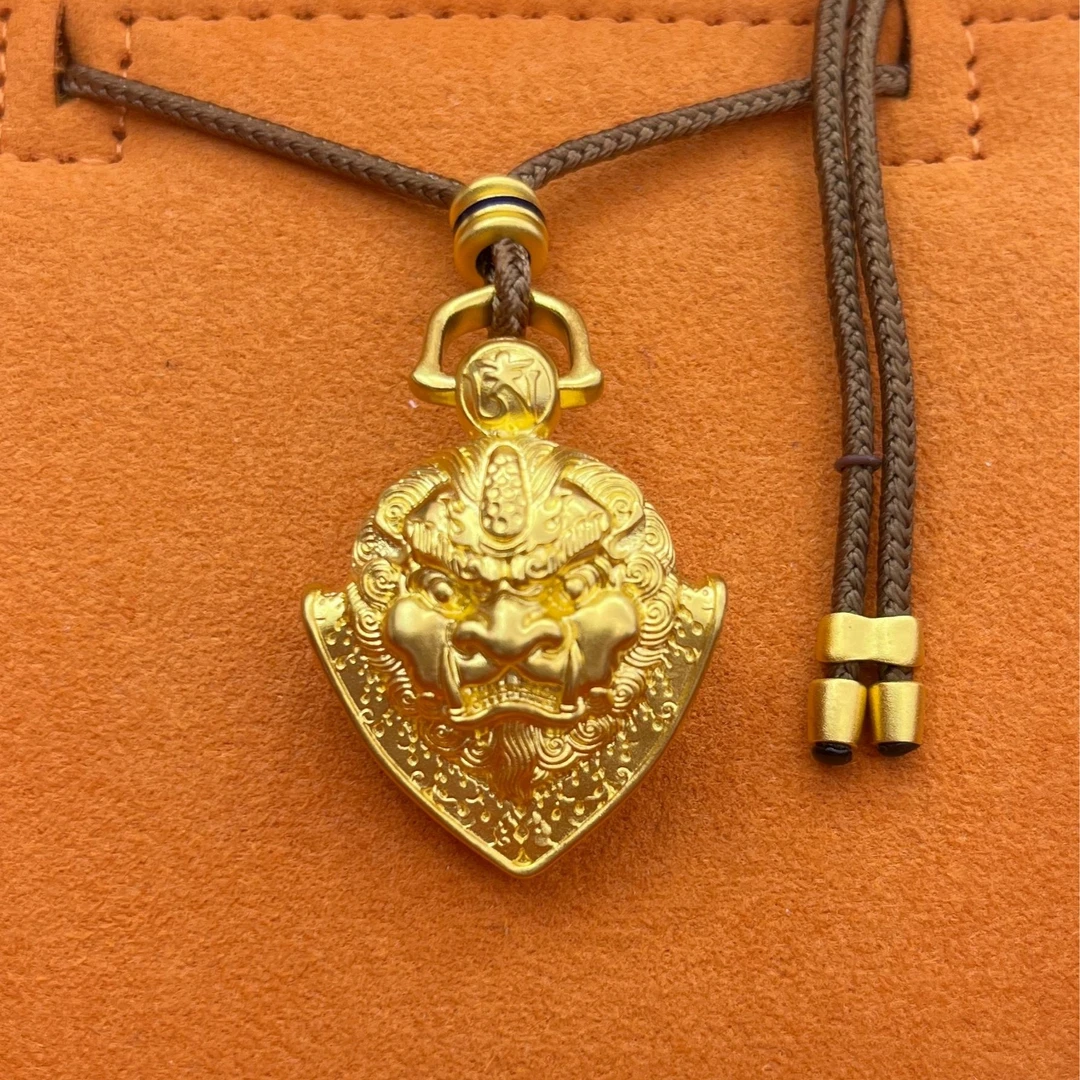 瑞兽谛听双面雕刻男女轻奢百搭黄金吊坠