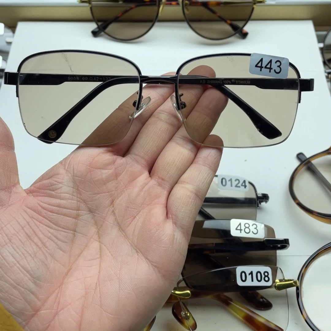 茶水晶半框眼镜 443