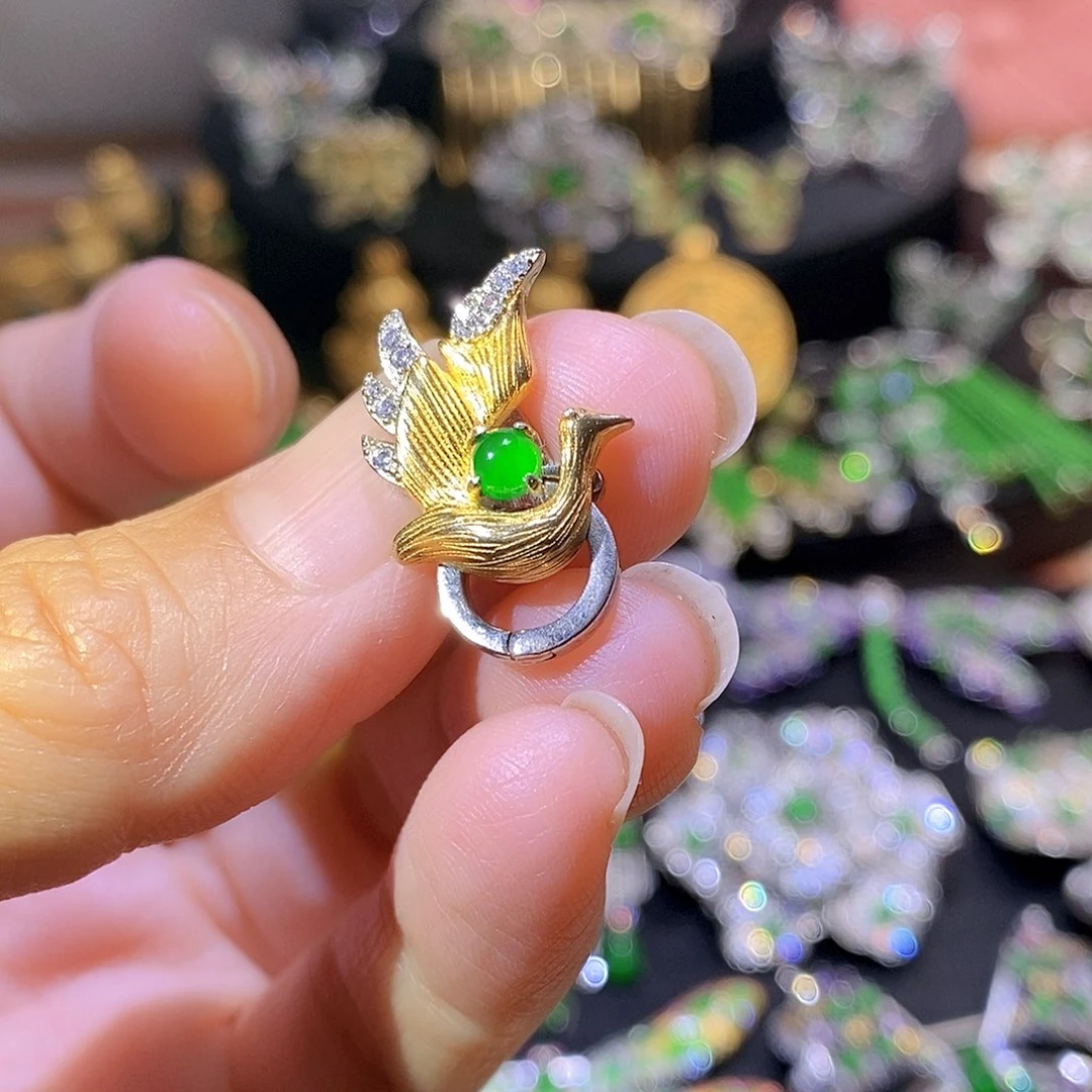 银S925镶嵌挂件翡翠
