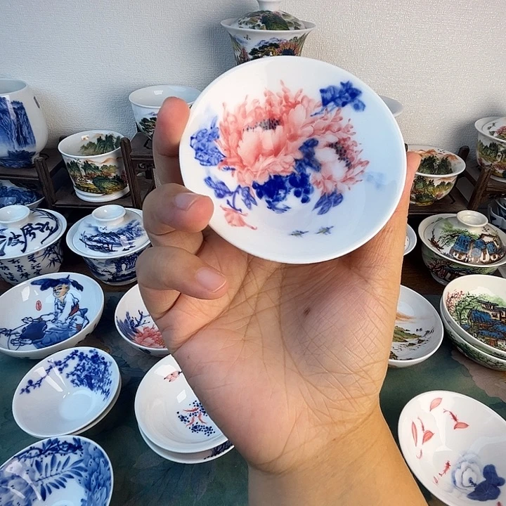 忠意堂釉下彩红牡丹微瑕不退