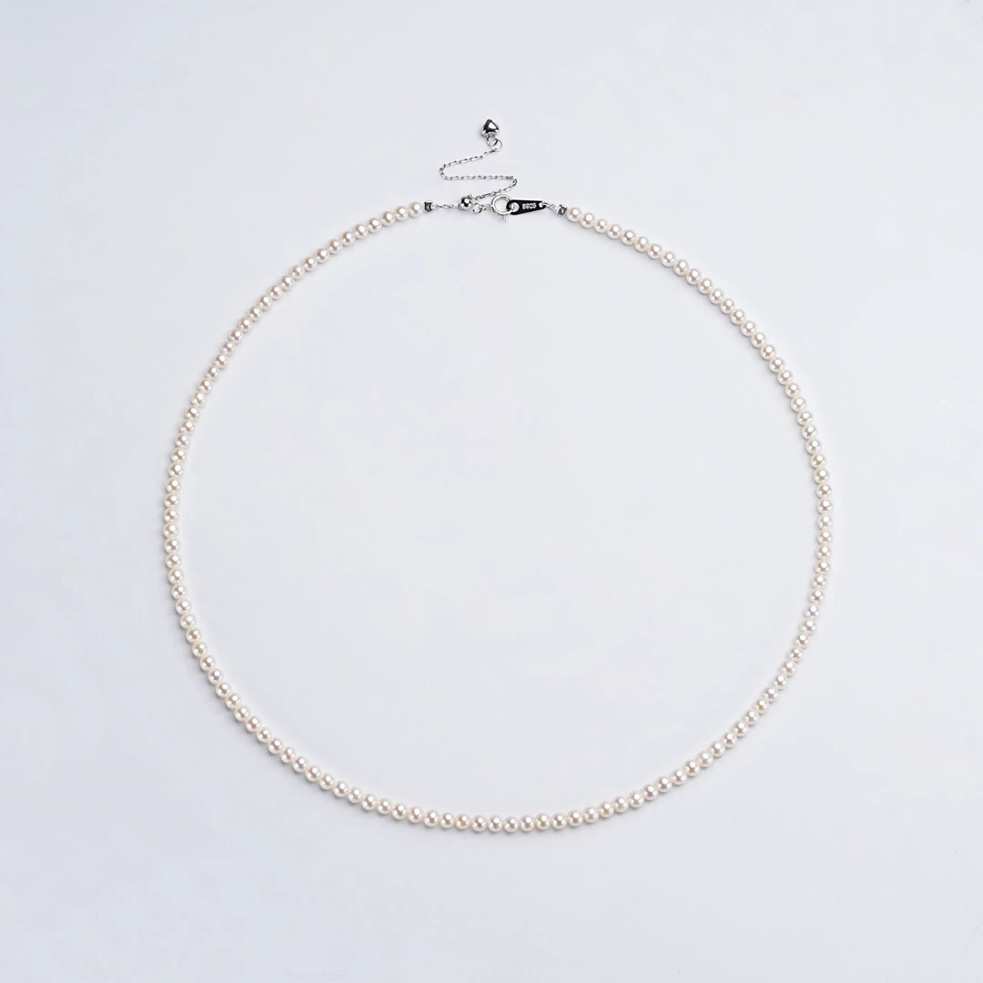 【佳文】尊鼎珍珠-S925银淡水珍珠小米珠项链 3-4mm