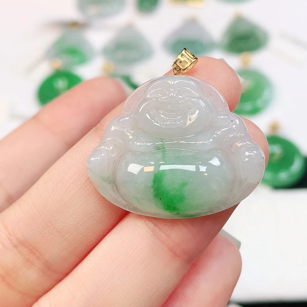 翡翠18K金镶嵌颈饰