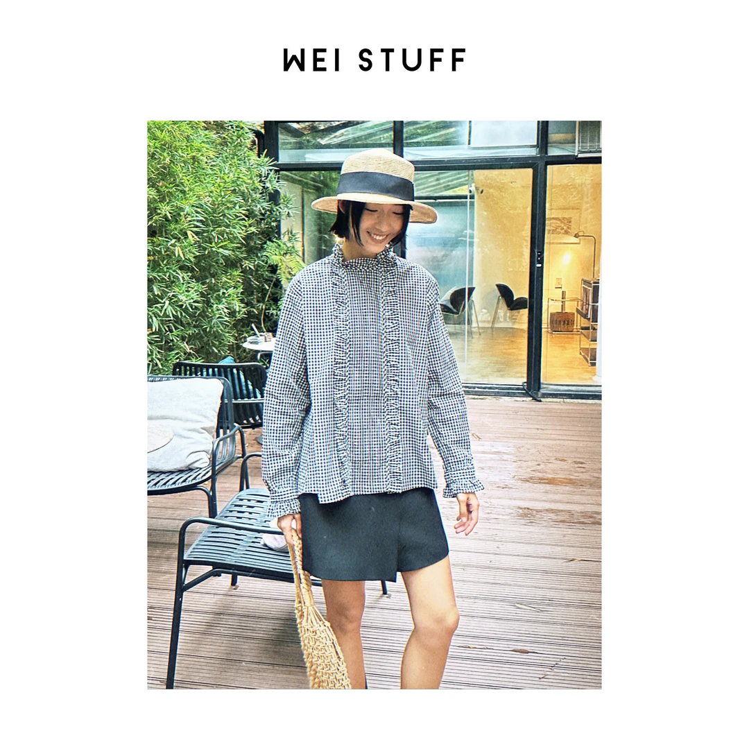 WEI STUFF 长腿神器黑色设计感舒适高腰百搭不规则裤裙 8653.