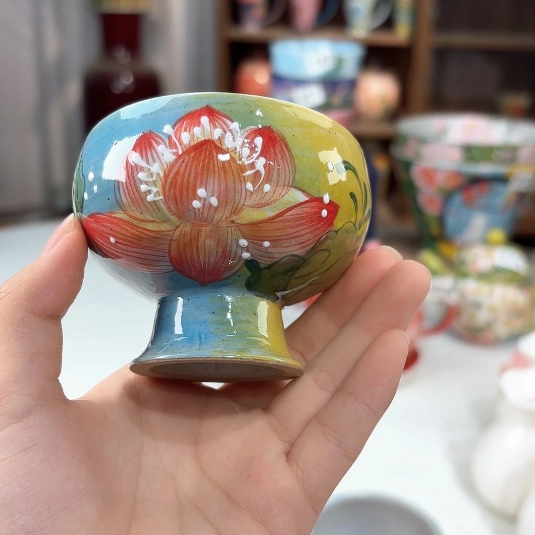 半***夏景德镇手绘高温釉下彩陶瓷茶具