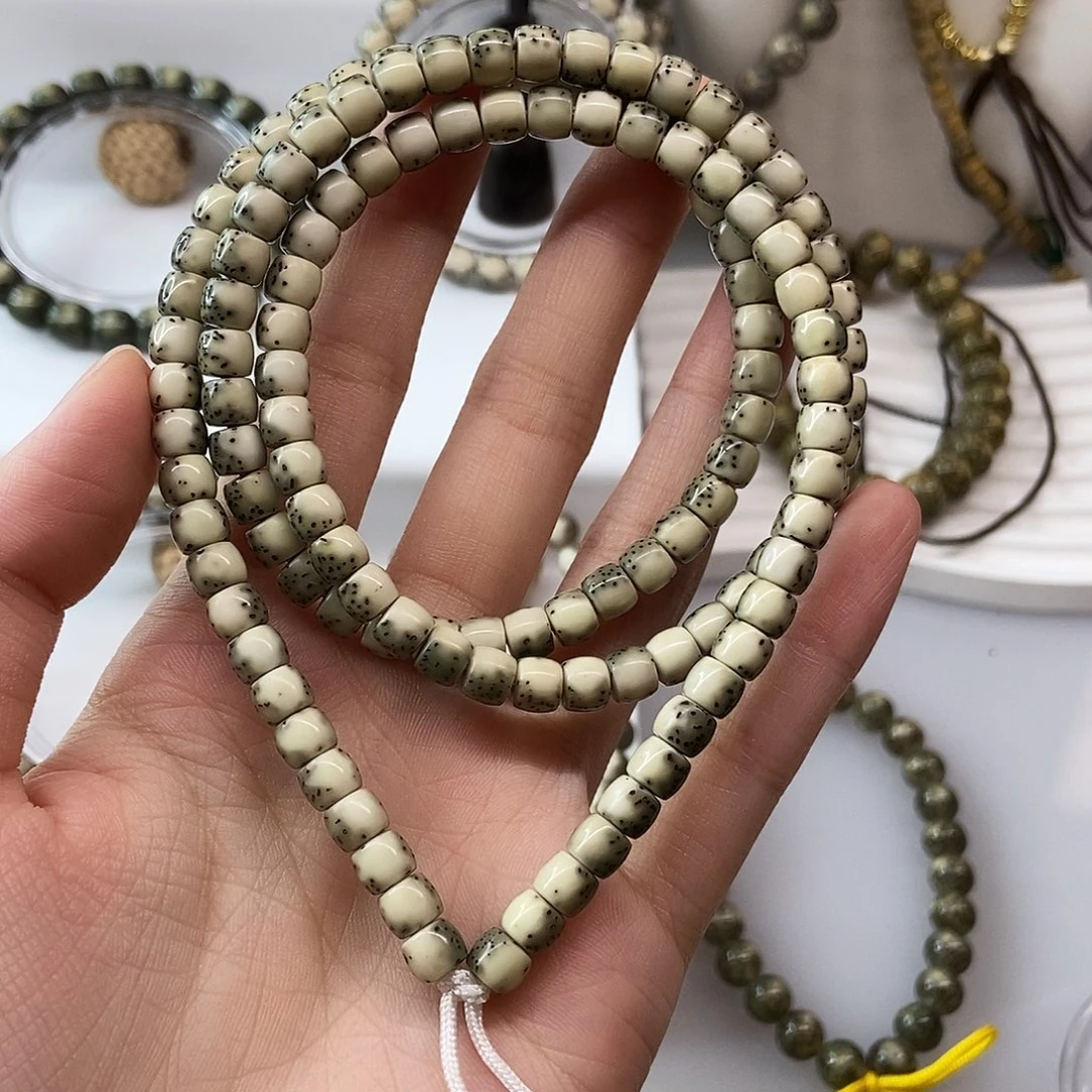 星月菩提手串卡6直切绿背河豚108h023