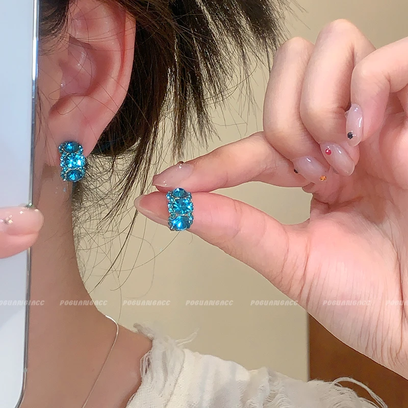 锌合金耳饰 EH373爆闪半弯玻璃耳钉女气质个性小众设计