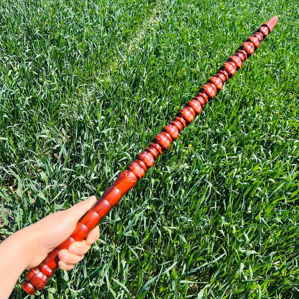 紫檀木韦陀打神鞭太极棍实木龙头雕刻车载防身健身老年鞭杆摆件