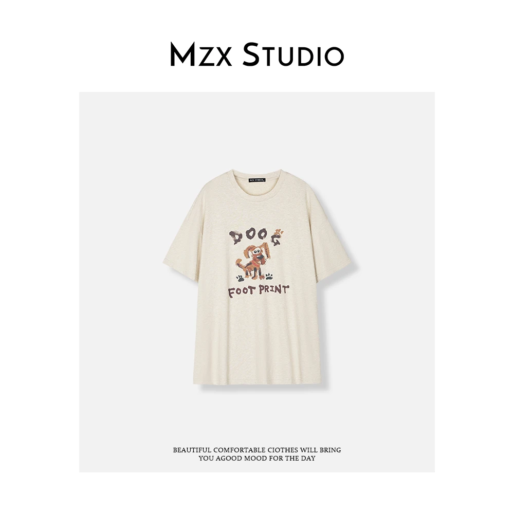 MZX 夏季纯棉小狗印花短袖T恤上衣 SY8791-A