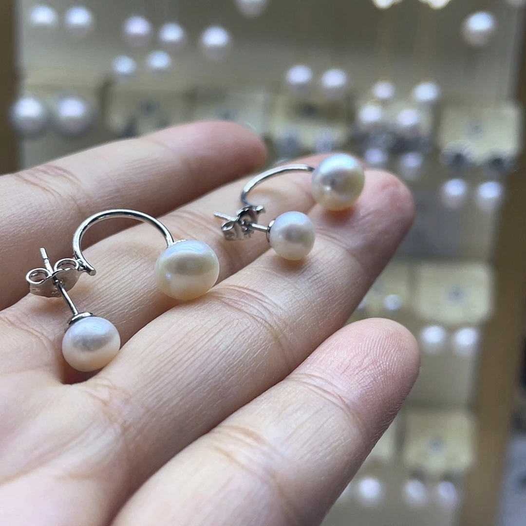 耳饰淡水珍珠银S925镶嵌