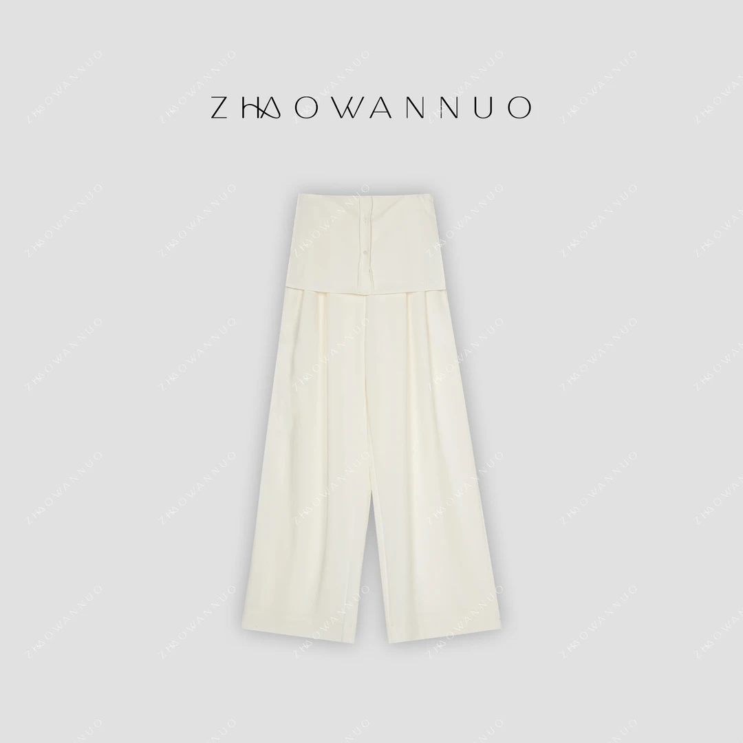 ZHAO WANNUO 丨  25新款白色极简垂感垂感阔腿休闲裤NC0799