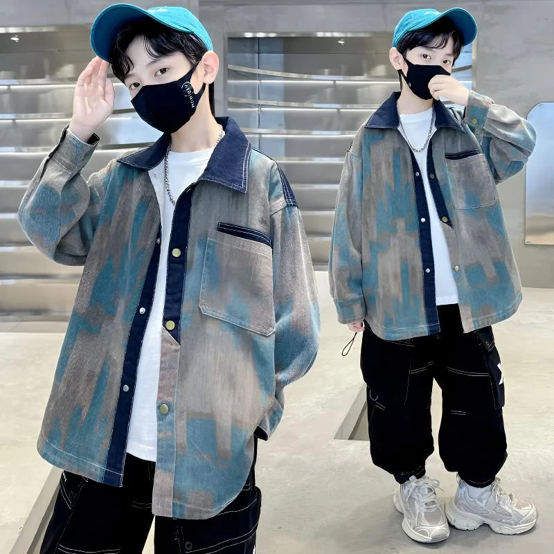 男童牛仔外套春秋款2025新款儿童装男孩春季春装帅中大童洋气上衣