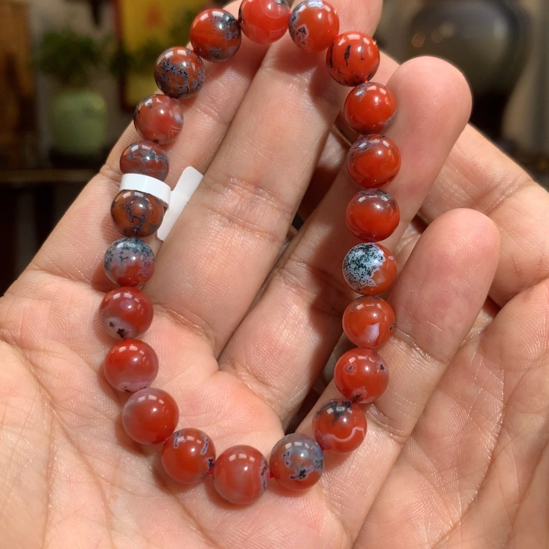 南红玛瑙手串未镶嵌9mm水草花手串