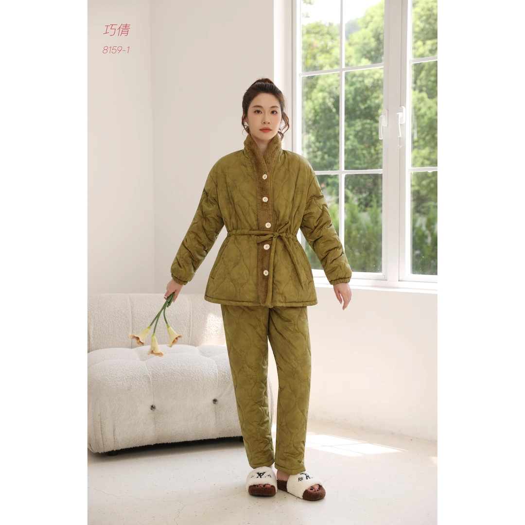 8159时尚保暖家居服套装可外穿女款睡衣休闲