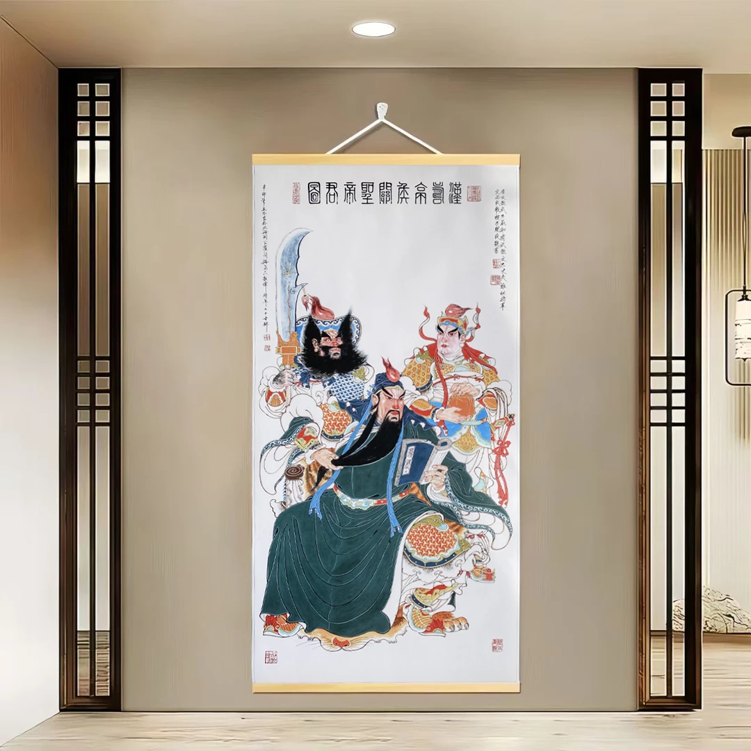 [519忠义关公]60x120cm现代简约挂轴装饰画办公室家居装饰画