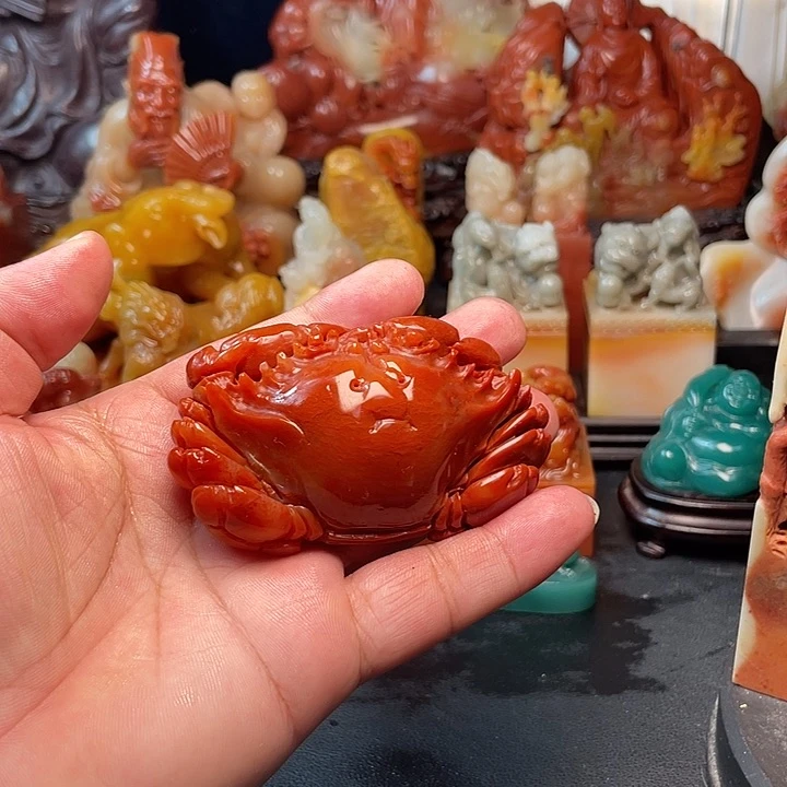 石材精品手把件螃蟹