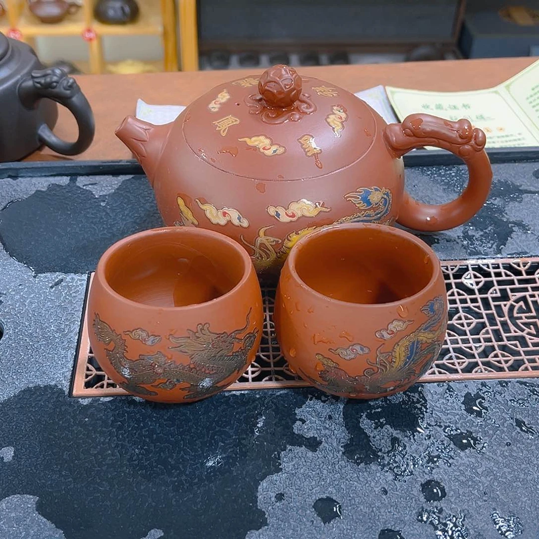 茶壶紫砂紫砂壶500cc4杯