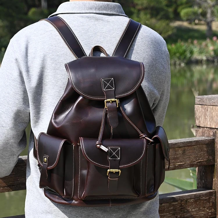 英伦风休闲时尚双肩包背包包包男层牛皮旅行包真皮电脑包斜挎包