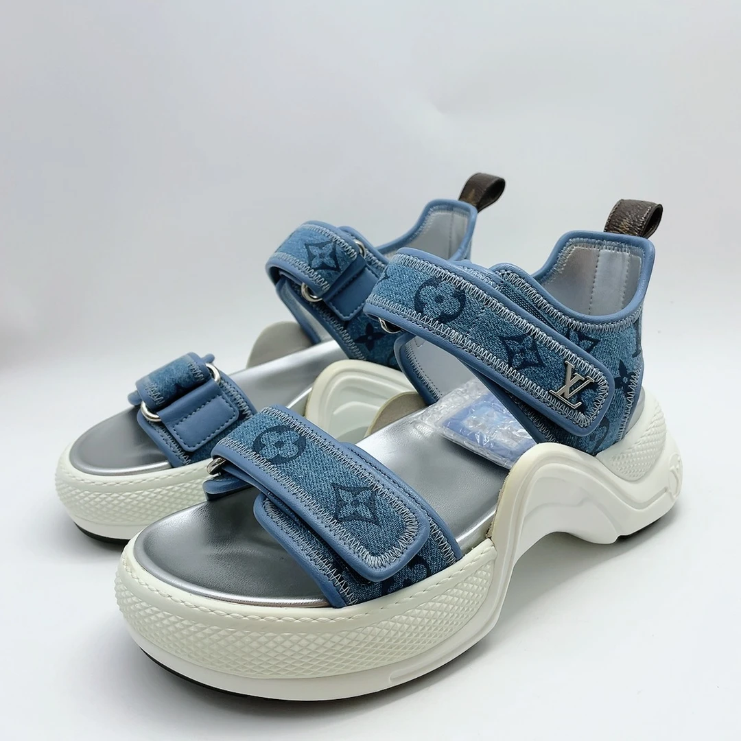 99新 LouisVuitton/路易威登 37 36码 女士牛仔丹宁凉鞋my463