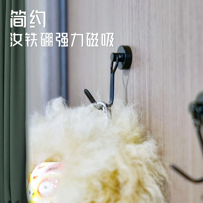 懒可钕铁硼强力磁性挂钩防撞金属超强吸盘磁铁挂钩强磁固定钩磁吸