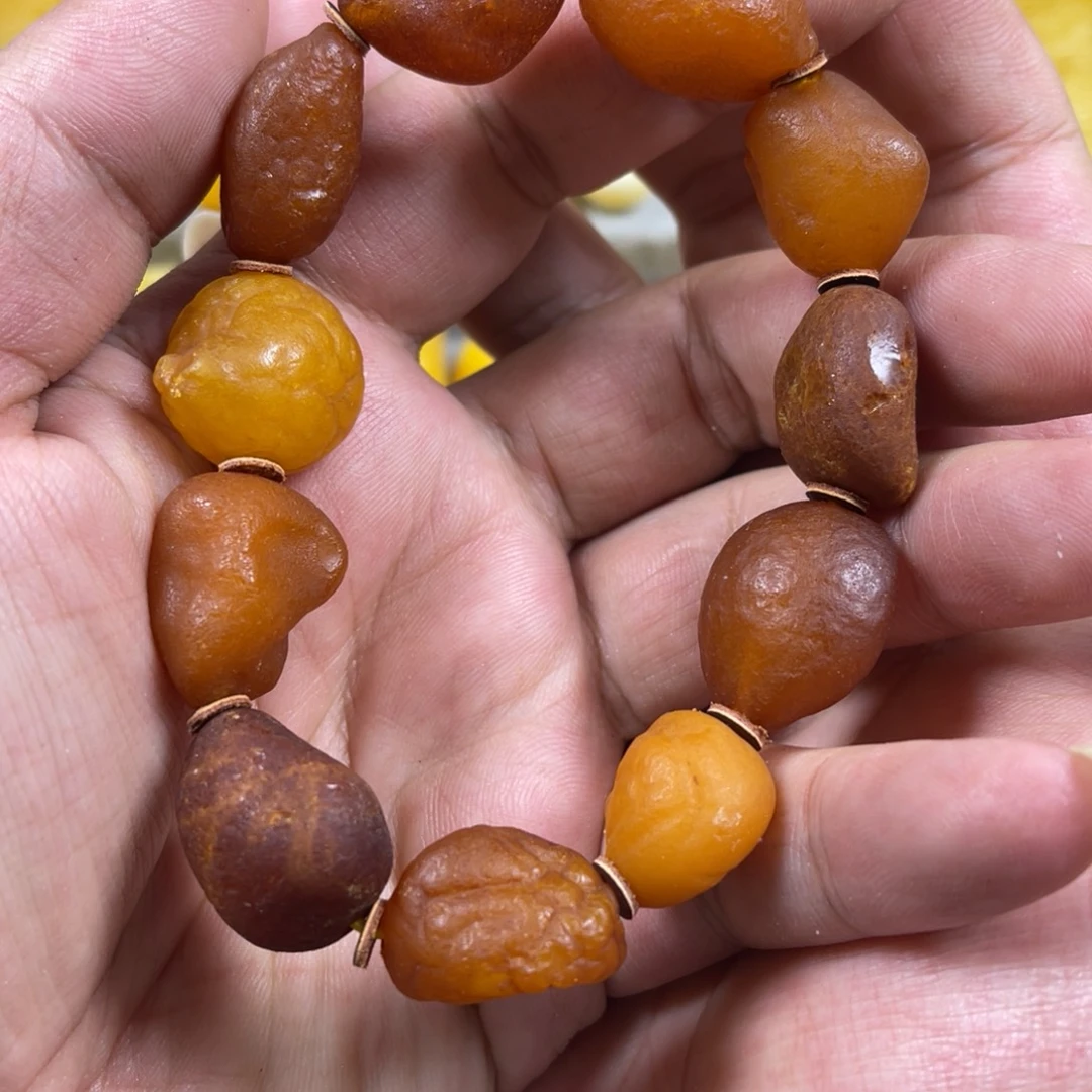 蜜蜡未镶嵌裸石海漂手串
