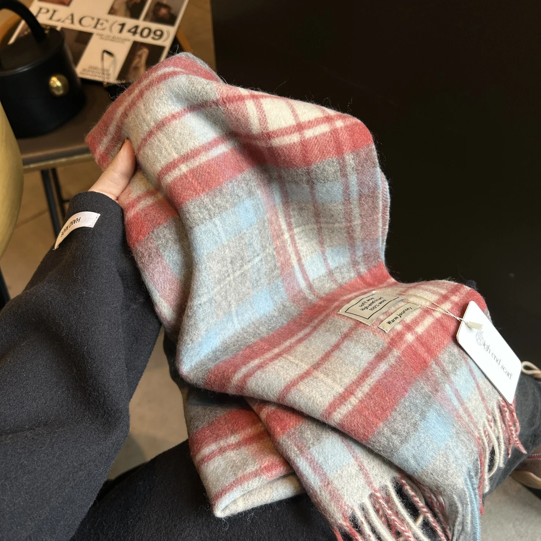 Miss both格子围巾女秋冬复古英伦风条纹格子披肩多功能保暖围脖