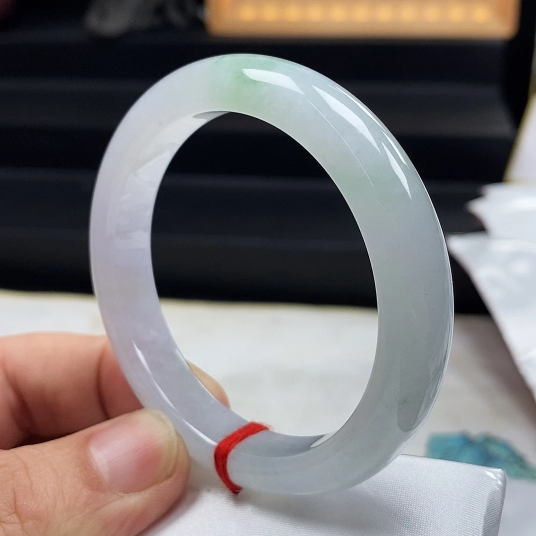 翡翠未镶嵌手镯54飘花正圈1号