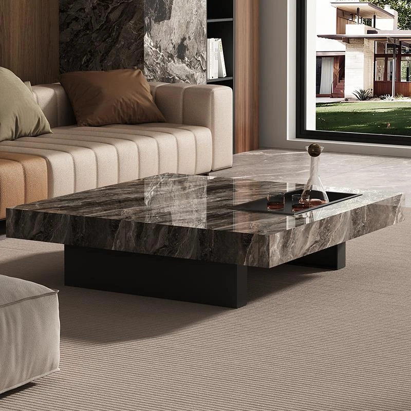 三梦意式极简岩板茶几客厅家用2025新款轻奢感大理石茶桌茶台