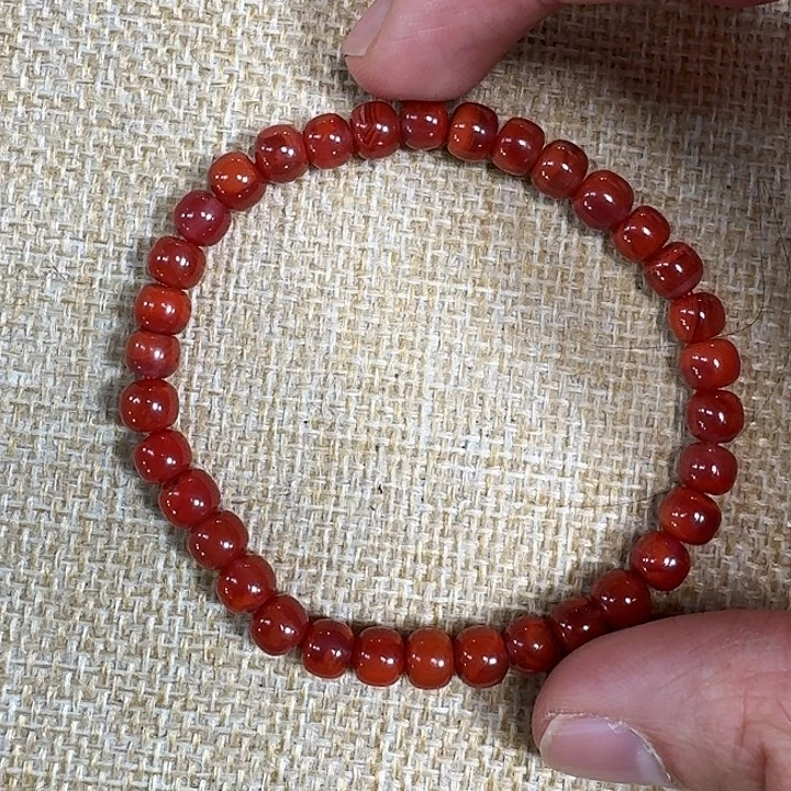 南红玛瑙未镶嵌手链手串原矿南红牛血火焰纹6老型