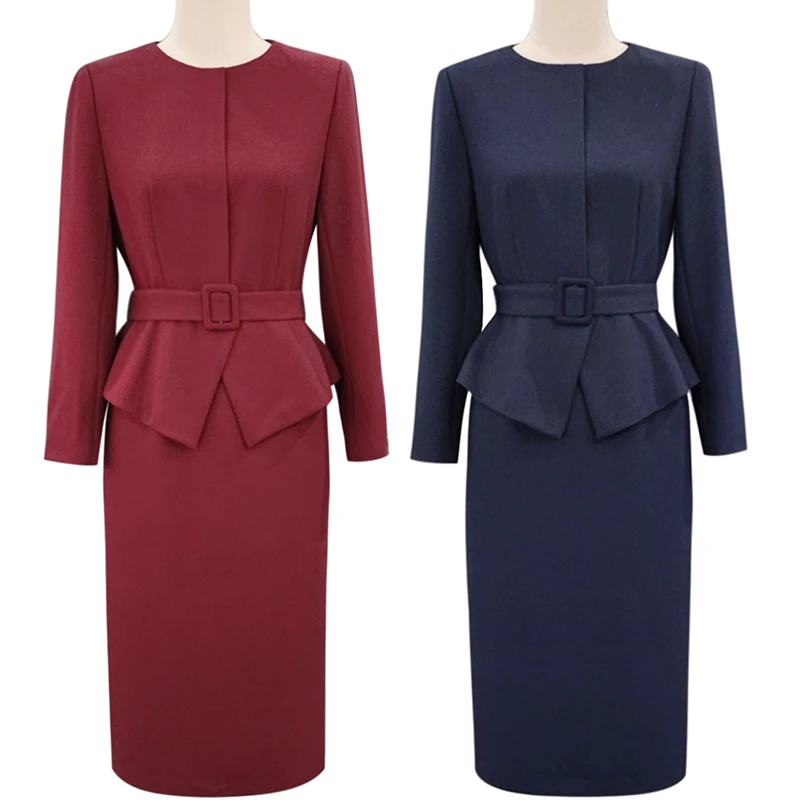 璐丝百丽 230992 连衣裙女春秋职业中长款裙子